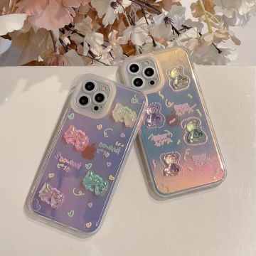 Cute Gradient Laser Bear iPhone Case