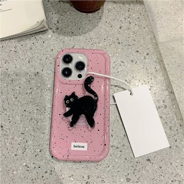 Sweet Pink Black Cat iPhone Case