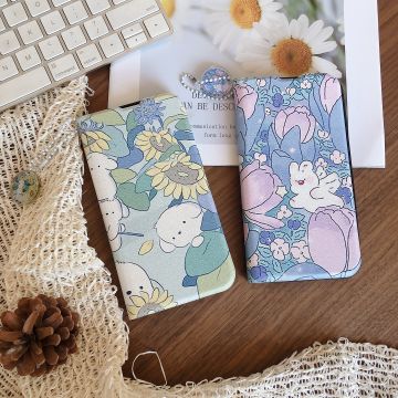 Sunflower Tulip Bunny Puppy Wallet Phone Case