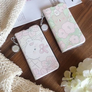 Cherry Blossom Field Bear Wallet Phone Case