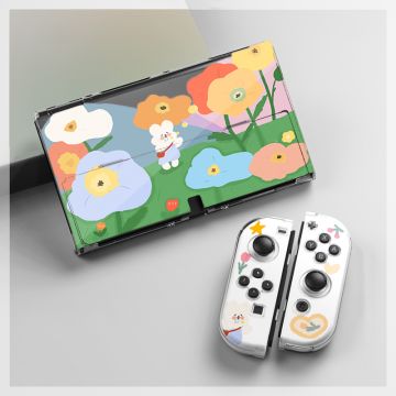 Flower Field Rainbow Bunny Nintendo Switch Case