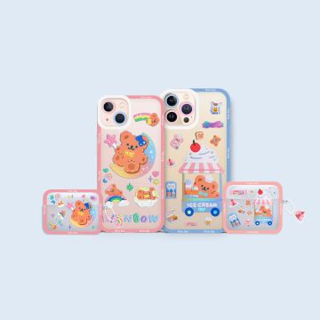 Gradient Sticker Bear Phone Case