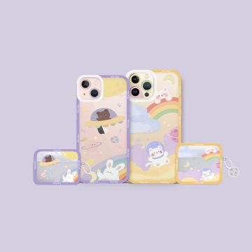 Rainbow Spaceship Bunny Phone Case