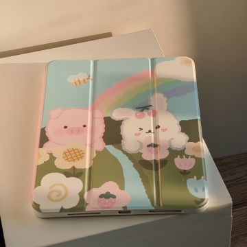 Rainbow Piggy Bunny iPad Kindel Case