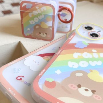 Clouds Bear Rainbow Airpods Case