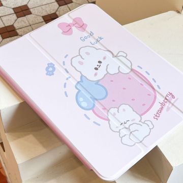 Cute Strawberry Bunny Clouds iPad Case