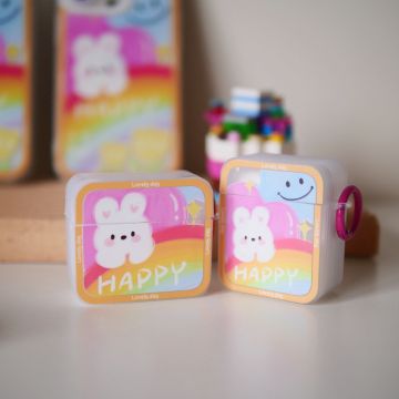 Rainbow Bunny Smile Cloud Airpods Case