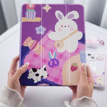 Purple Cute Bunny Picnic iPad Case