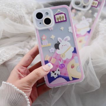 Purple Cute Bunny Picnic iPhone Case