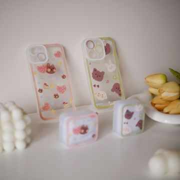 Teddy Bunny Strawberry Partten iPhone Case